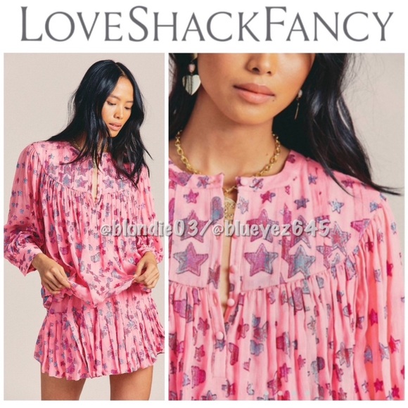 LoveShackFancy “Dionne” top in millennial pink star S - Picture 1 of 5